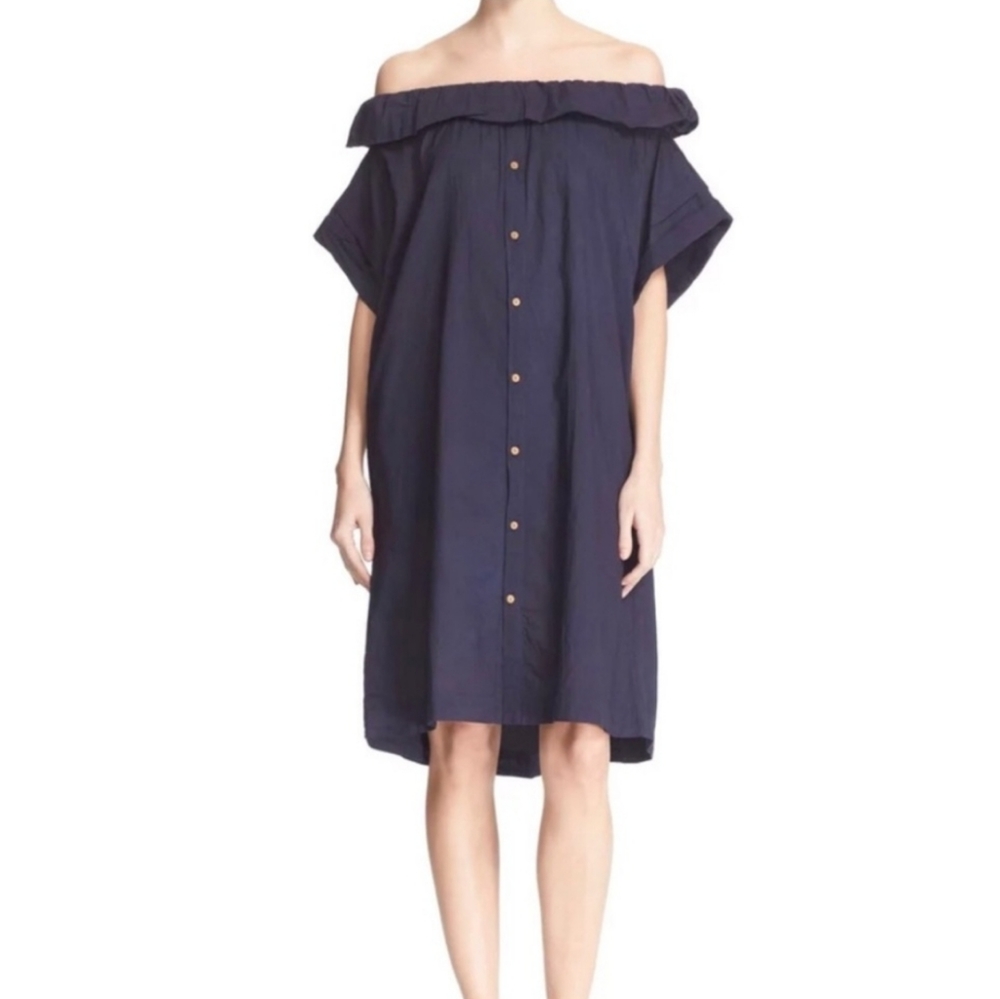 Sea New York Cotton Oversized Relax Fit Off Shoulder Dress